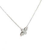 14k White Gold .50ct G VS2 Round Diamond Flower Pendant with Diamond By the Yard Necklace